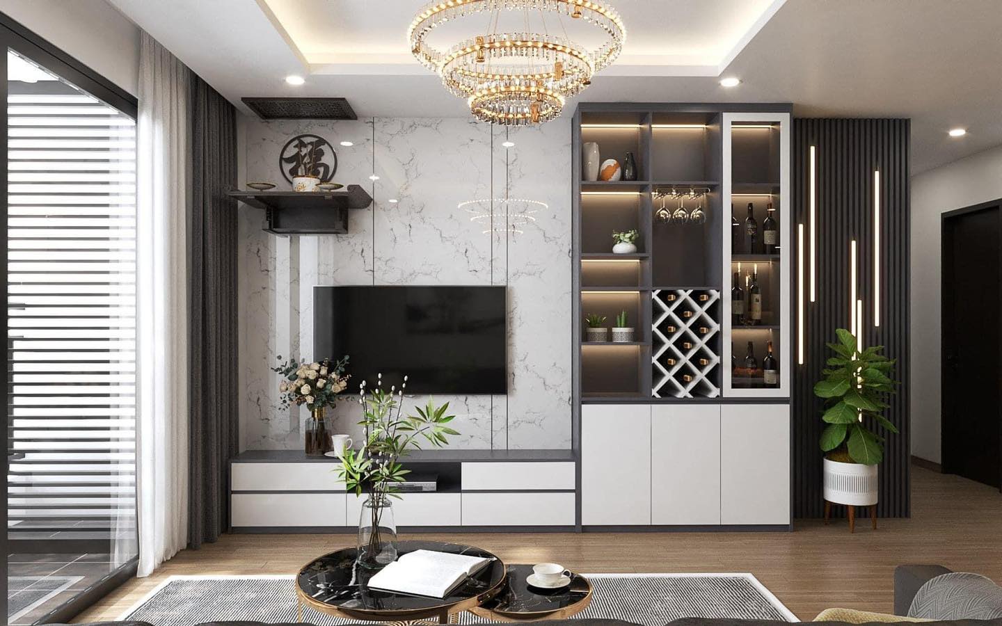Thi công ốp vách tivi bằng tấm nhựa giả đá tại Đà Nẵng 9 448901996 808392968057582 3038965273931558719 n